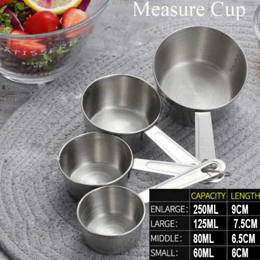 Oc9 Stainless Steel Measuring Cup For Kitchen (Set Of 4)