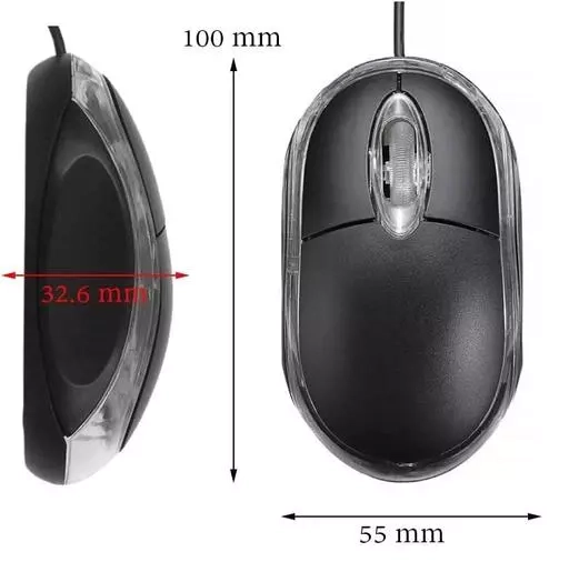 Wired USB Mini Optical Computer Mouse (Black)