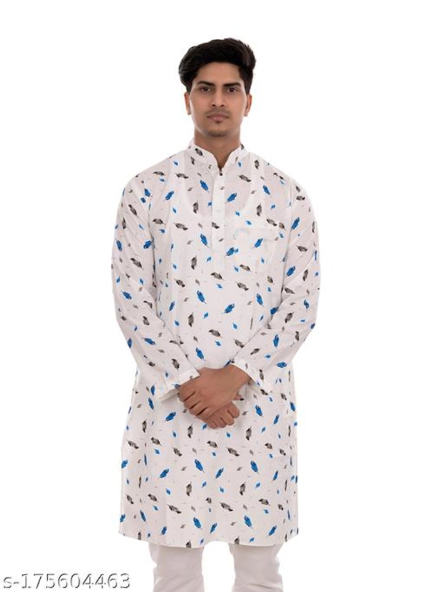 Cotton Blend Kurta for Men (White, S)