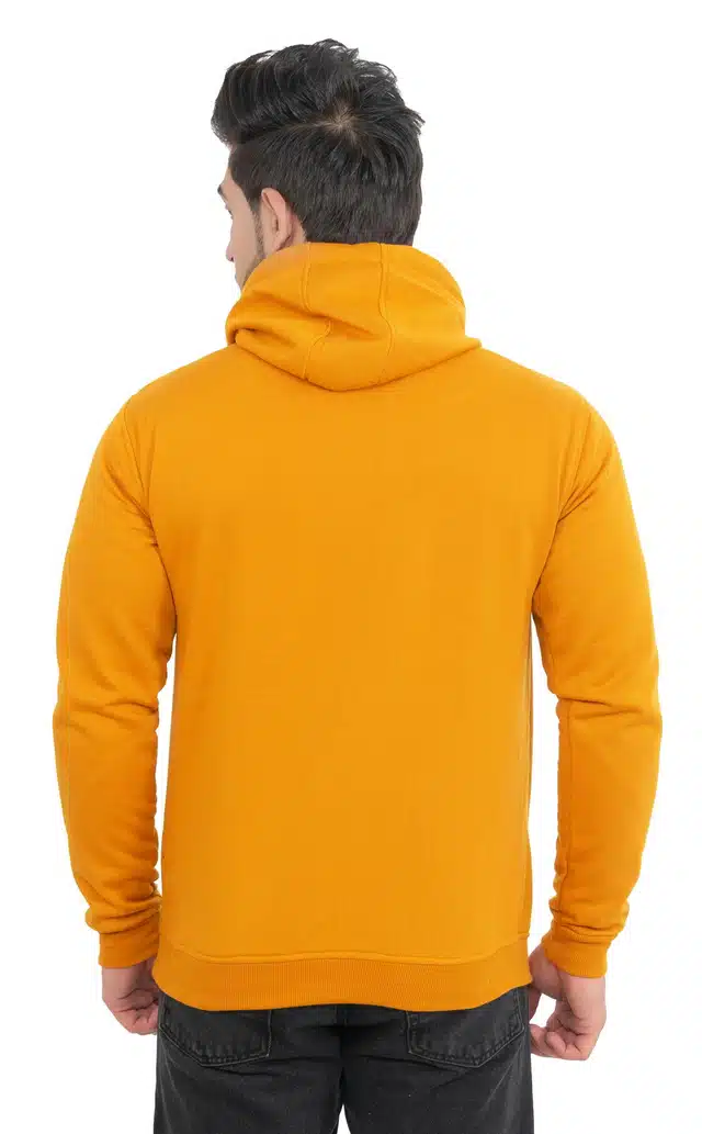 Men's Printed Hooded Sweatshirt (Mustard, M) (SS-129)