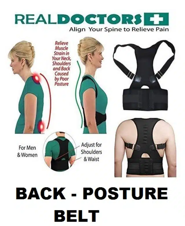 Back Posture Support Belt for Pain Relief (Black)