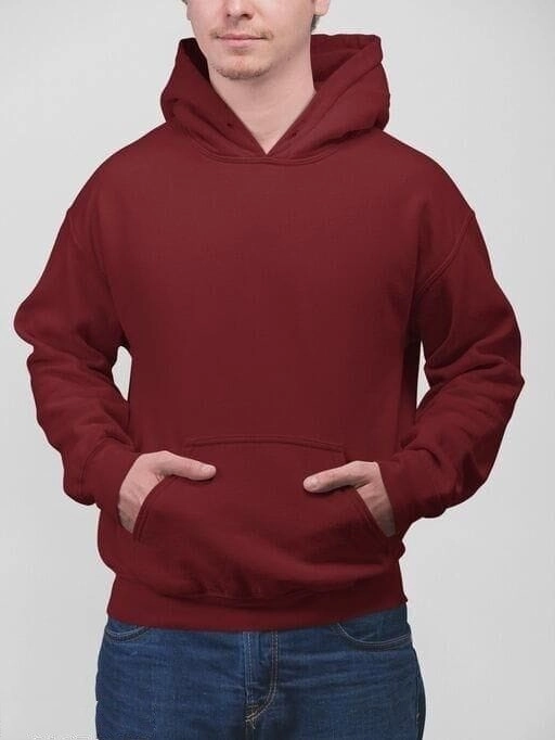 Fleece Solid Hoodie for Men (Maroon, M)