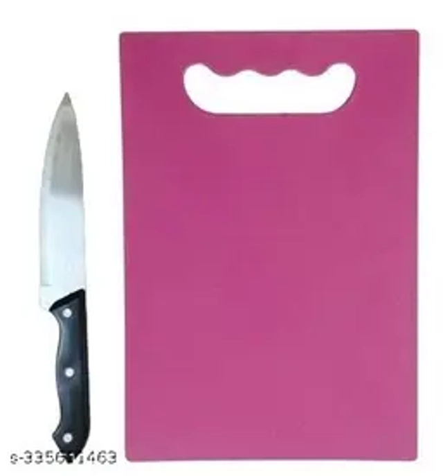 Plastic Chopping Board with Knife (Multicolor, of 1)