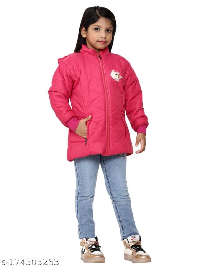 Polyester Jacket for Girls (Pink, 12-18 Months)