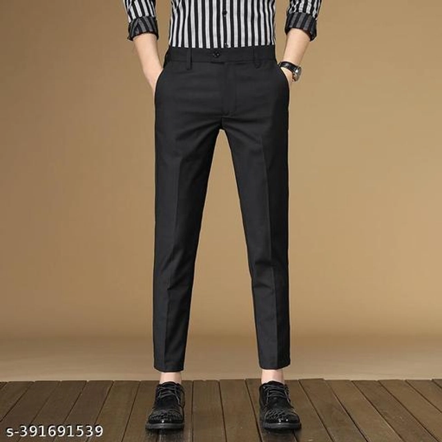 Polyester Formal Pant for Men (Black, 28)