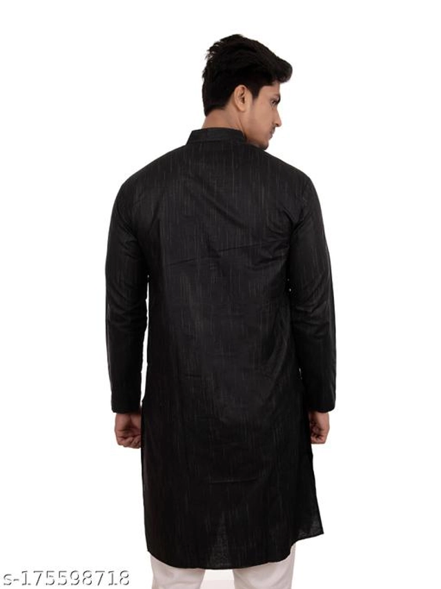 Cotton Blend Kurta for Men (Black, M)