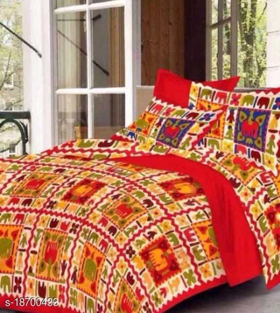 Jaipur Gate Cotton Double Bedsheet With 2 Pillow Covers (Red, Queen Size) (A21)