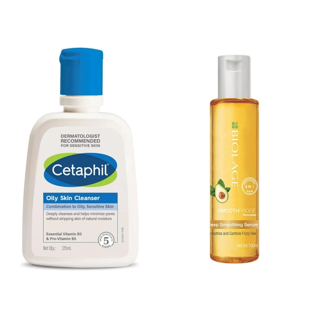 Cetaphil Oily Skin Cleanser (125 ml) with Matrix Biolage Hair Serum (100 ml) (Set of 2)