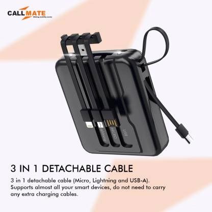 Callmate 10000 mAh 12 W Power Bank  (Black, Lithium Polymer, Fast Charging for Mobile (Pack of 1)