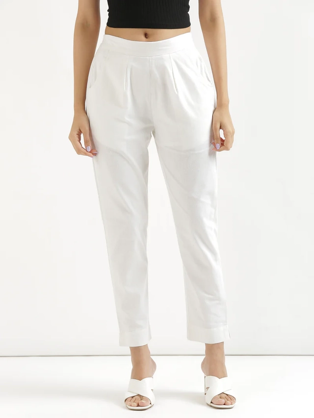 Rayon Regular Fit Trouser for Women (White, XL)