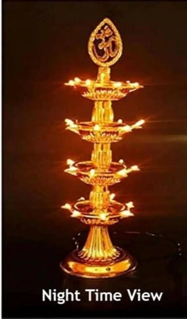 4 Layer Electric Diya for Home Temple (Gold)