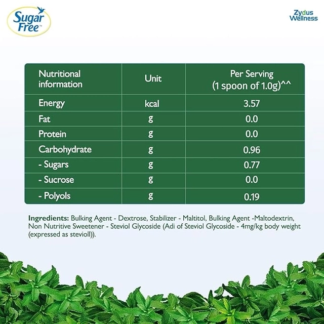 शुगरफ्री ग्रीन 100% नेचुरल मेड फ्रॉम स्टेविया 200 g जार