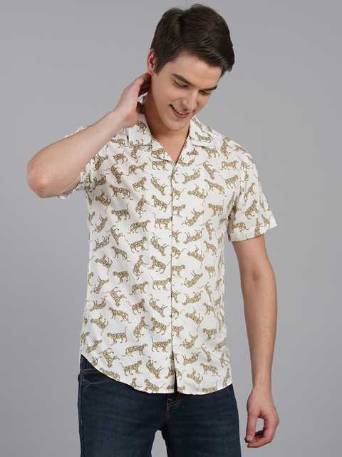 Rigo Half Sleeves Shirt for Men (White, M)