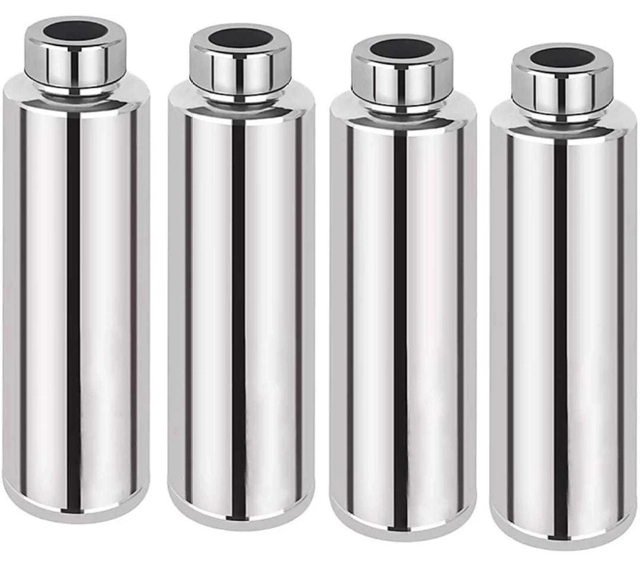 Stainless Steel Water Bottle (Silver, 1000 ml) (Pack of 4)