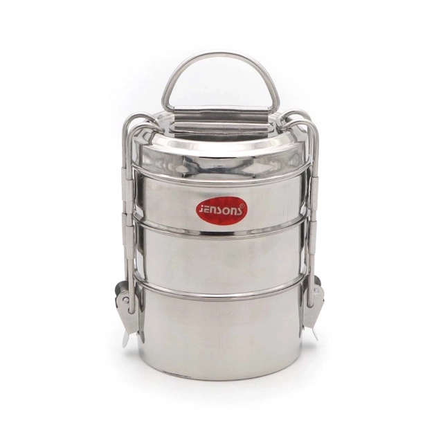 JENSONS Steel Clip Tiffin (200 ml each, 3 containers)