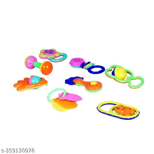 Plastic Rattle Toys for Baby (Multicolor, Pack of 8)