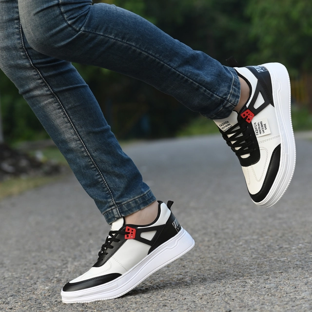 Casual Shoes for Men (White & Black, 6)