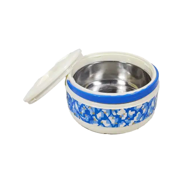 Perry Hot Star Insulated Casserole (White & Blue, 1200 ml)