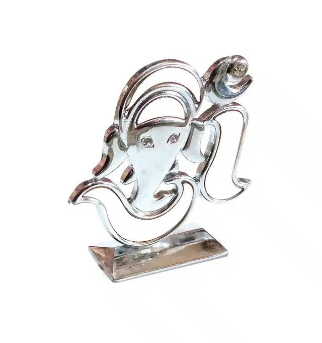 Metal Ganesha Idol for Home & Office (Silver)