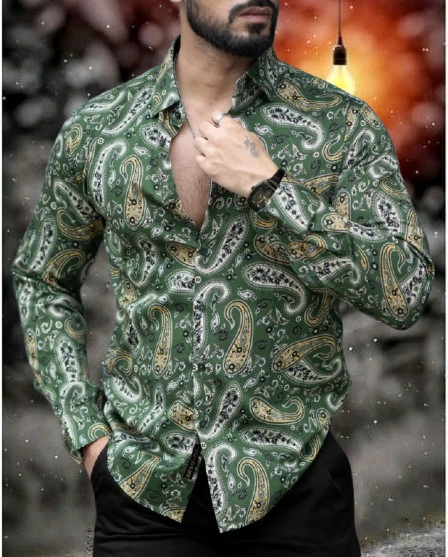 Full Sleeves Printed Shirt for Men (Multicolor, S)