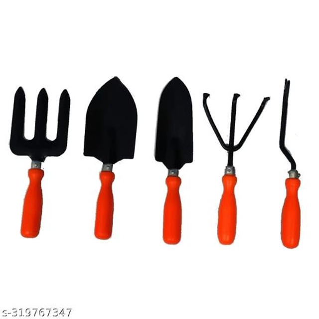 Iron Gardening Tools (Black & Orange, Set of 5)