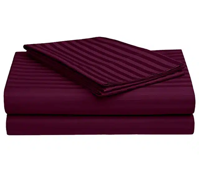 Cotton Striped Diwan Covers Set (Wine, Pack of 8)