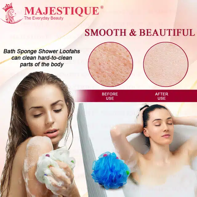 Majestique Shower Puff Loofahs (Combo of 4) (B-03)