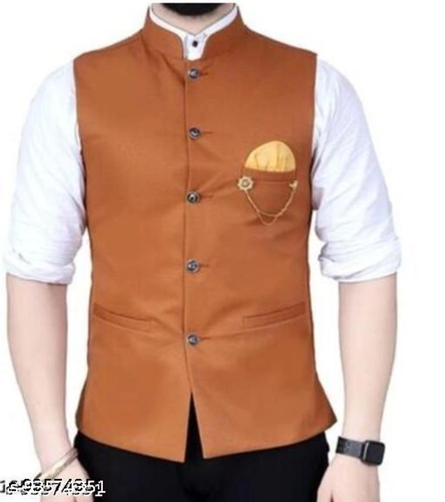 Cotton Slub Ethnic Jacket for Men (Tan, M)