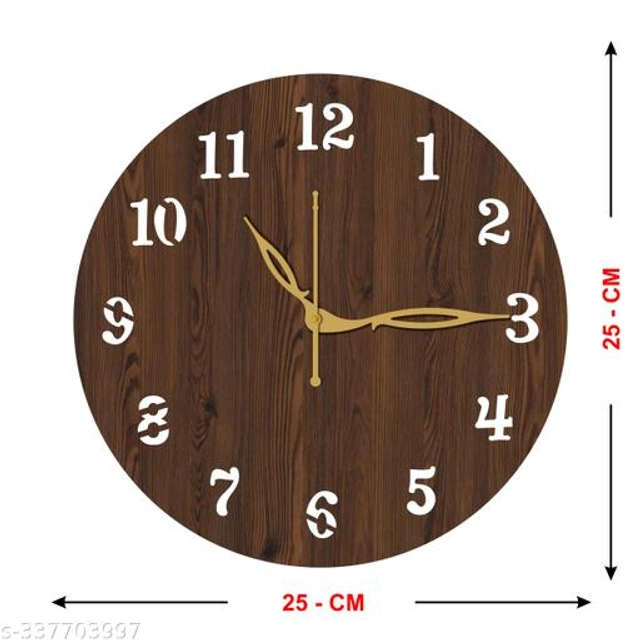 Wooden Wall Clock for Home (Brown)