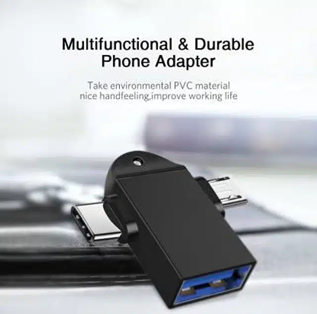 USB 3.0 Female to Micro-USB Male & Type-C OTG Adapter & Type-C to Micro USB Charging Adapter (Set of 2) (Black)