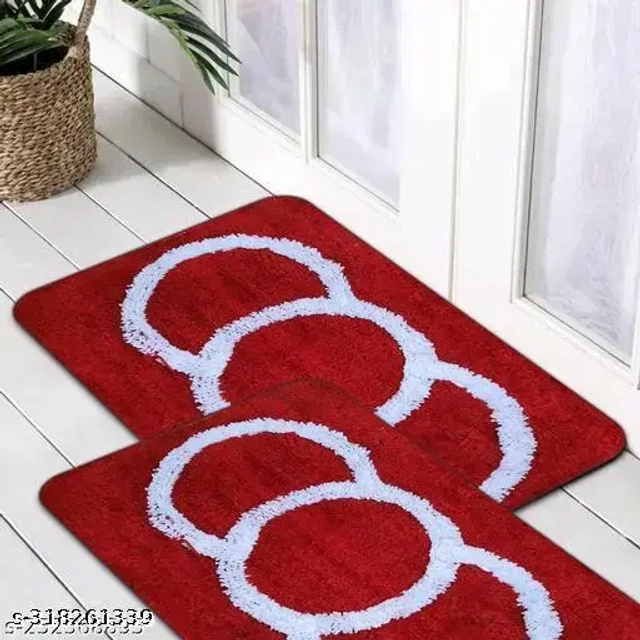 Microfiber Door Mats (Red, 40x60 cm) (Pack of 2)