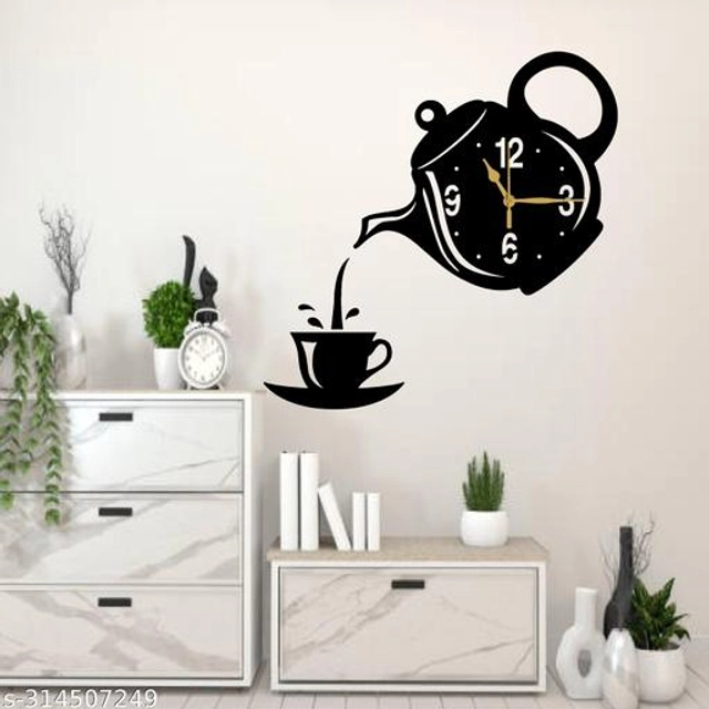 Wooden Wall Clock for Home (Black)