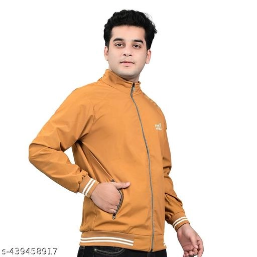 Polyester Jacket for Men (Mustard, M)