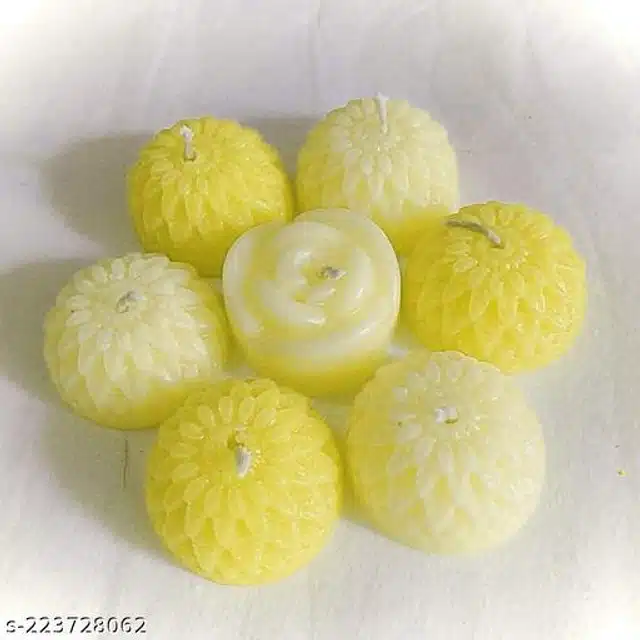Scented Flower Shaped Candles (Yellow, Pack of 7)