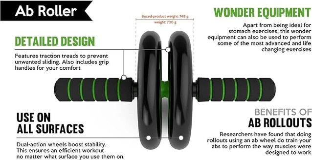 ABS Plastic Ab Wheel Roller for Men & Women (Green & Black)