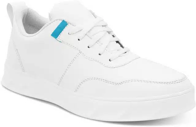 Men's Lace Up Casual Sneakers (White, 8) (JF-213)
