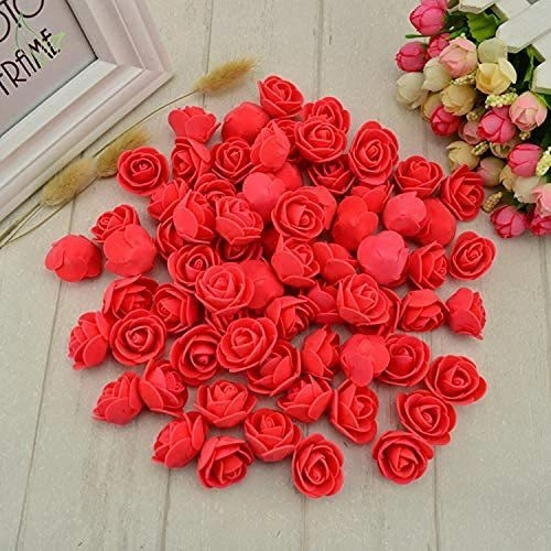 Artificial Rose Flowers Bunches for Diwali Decoration (Red, Pack of 50)