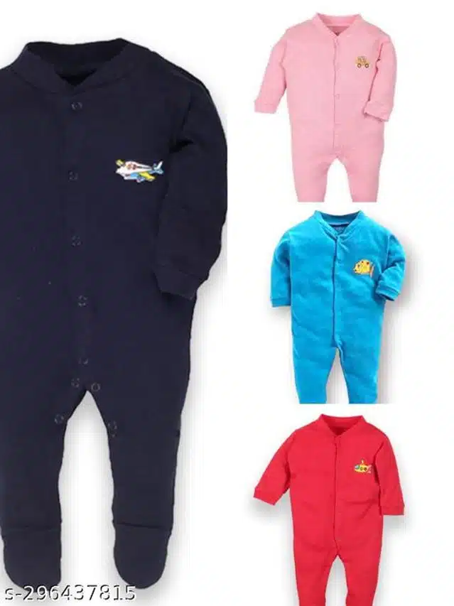 Cotton Rompers for Kids (Multicolor, 0-3 Months)