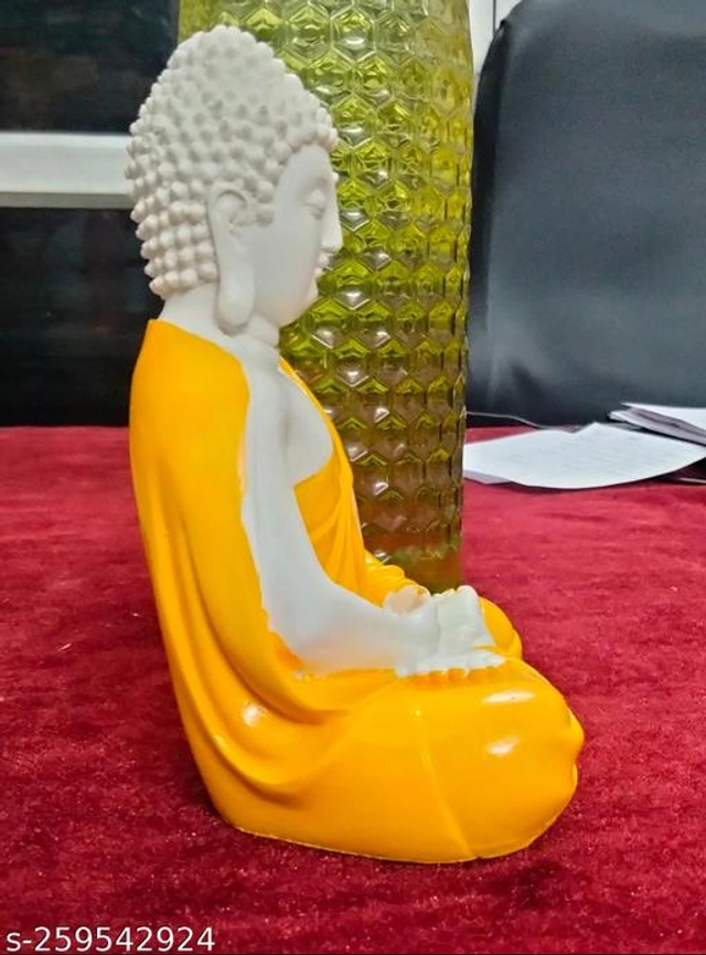 Marble Meditating Buddha Idol (Yellow)