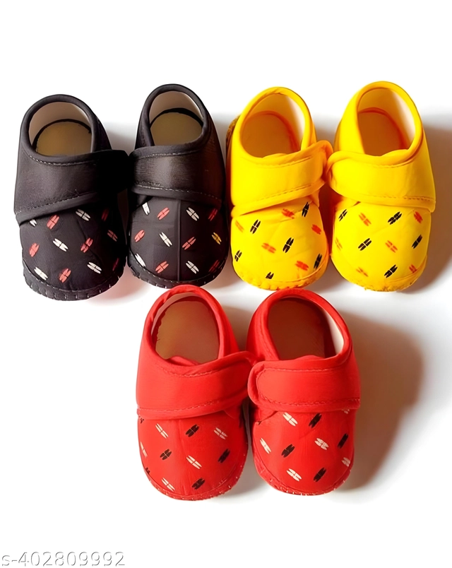 Combo of Cotton Sandals for Infants (Multicolor, 3-6 Months) (Pack of 3)