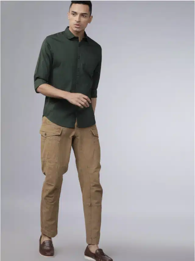 Badlook Casual Cotton Men Solid Shirt (Green, M) (TKS-14)