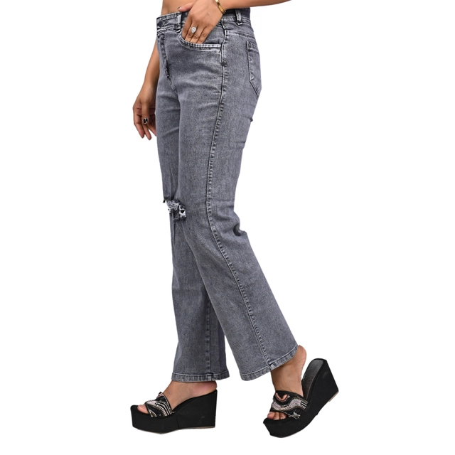 Denim Mid Rise Jeans for Women (Grey, 28)