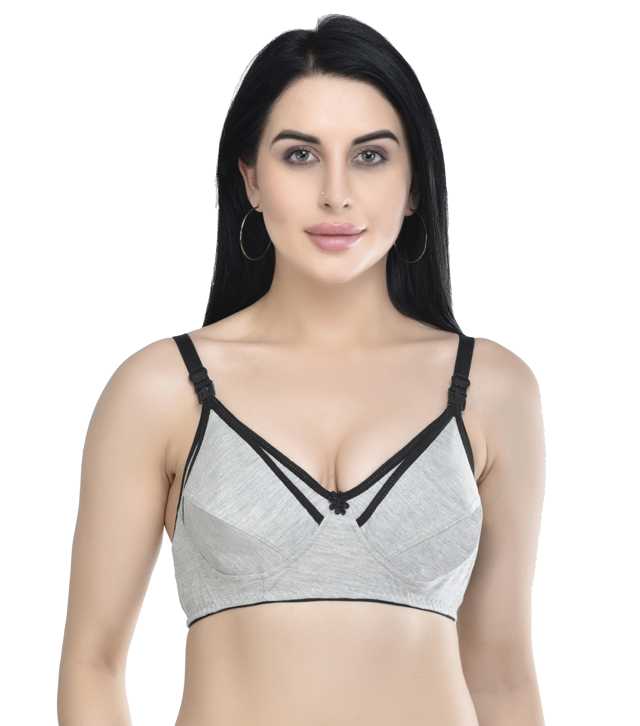 Sagety Women's Premium Cotton Milange Mother Baby Feeding Bra (Black, 36) (B-32)