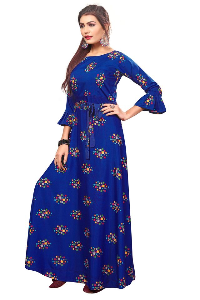 Fit and Flare Gown for womens (Blue, XXL) (NE10)