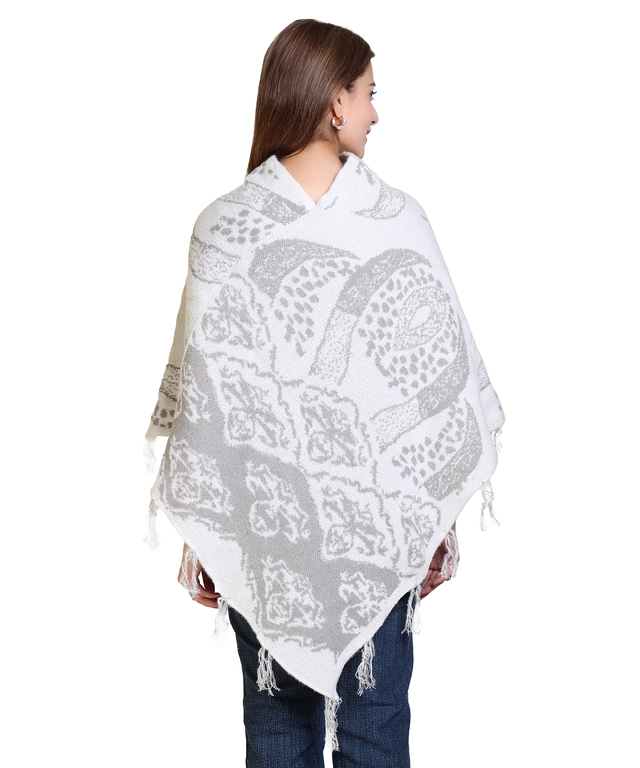 Woolen Self-Design Ponchos for Women (Multicolor, M)