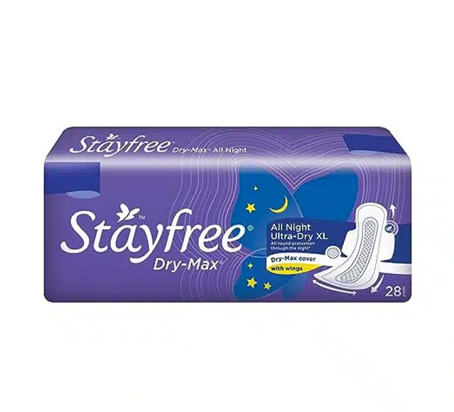 Stayfree ड्राई मैक्स आल नाईट अल्ट्रा ड्राई नैपकिन्स - 28 पैड्स (एक्स्ट्रा लार्ज)