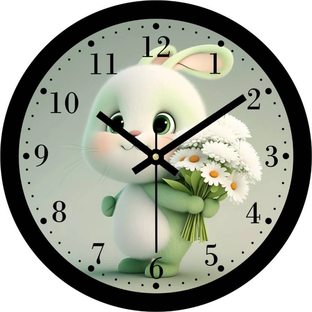 CAPIO Cute Rabbit Analog Wall Clock (Plastic, 25x25 cm)