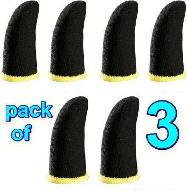 Fiber Anti-Slip Thumb Sleeves (Black & Yellow, Set of 3)