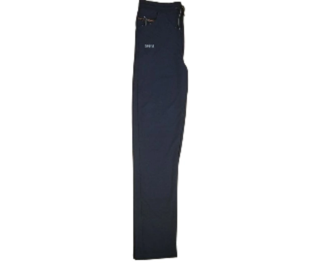 Linen Slim Fit Trackpants for Men (Navy Blue, M)