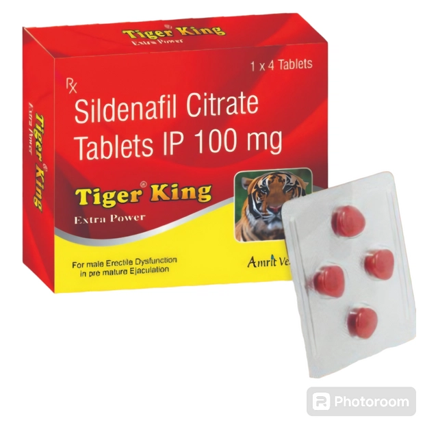 Tiger King Siladenafil Citrate 100 Mg 4 Pcs Tablets for Men (Pack of 1)